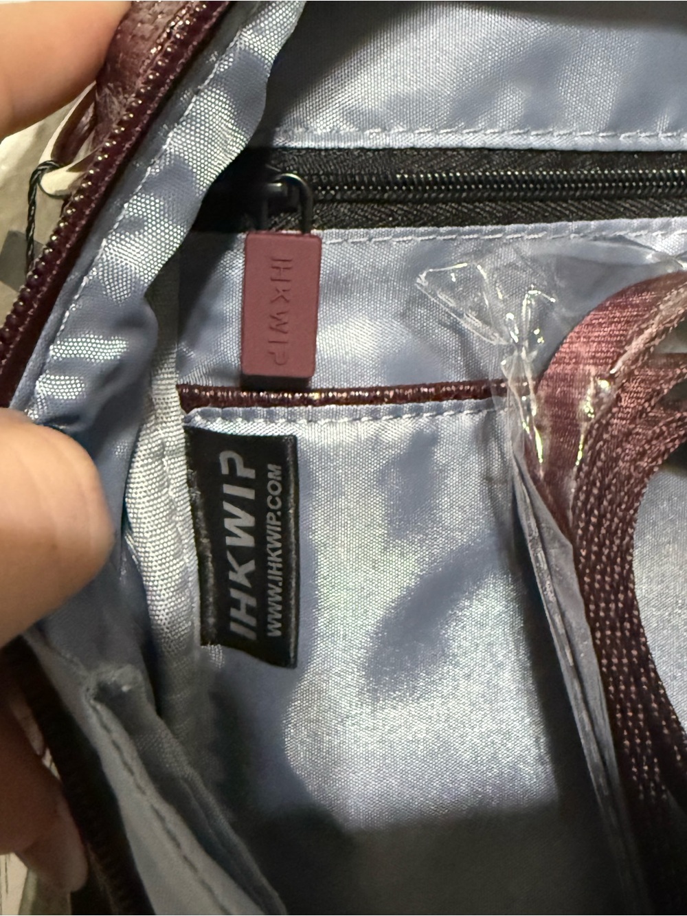 IHKWIP XL Stellar North/South Crossbody Top Handle Bag Burgundy Woven NWT - Picture 10 of 16